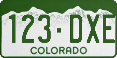 CO license plate 123DXE