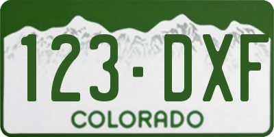 CO license plate 123DXF