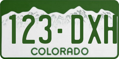 CO license plate 123DXH
