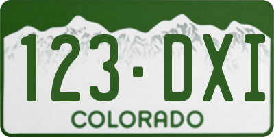 CO license plate 123DXI