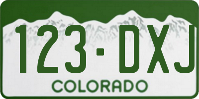 CO license plate 123DXJ
