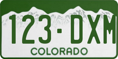 CO license plate 123DXM
