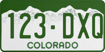 CO license plate 123DXQ