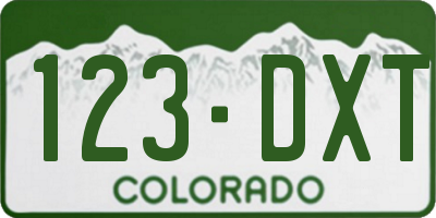 CO license plate 123DXT