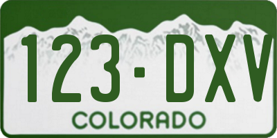 CO license plate 123DXV