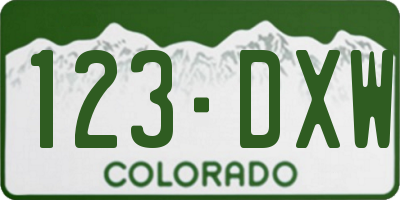 CO license plate 123DXW
