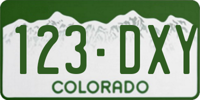 CO license plate 123DXY