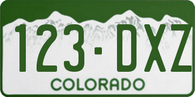 CO license plate 123DXZ