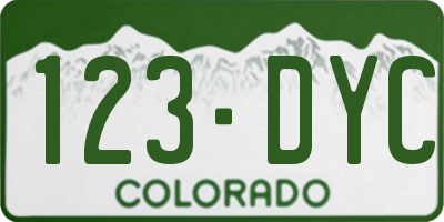CO license plate 123DYC