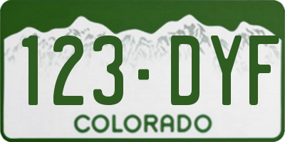 CO license plate 123DYF