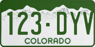 CO license plate 123DYV