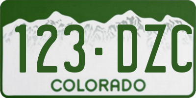 CO license plate 123DZC