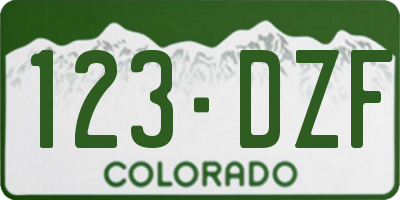 CO license plate 123DZF