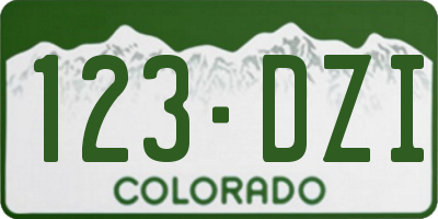 CO license plate 123DZI