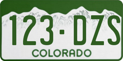 CO license plate 123DZS