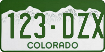 CO license plate 123DZX
