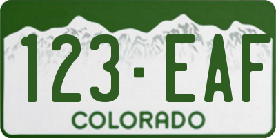 CO license plate 123EAF