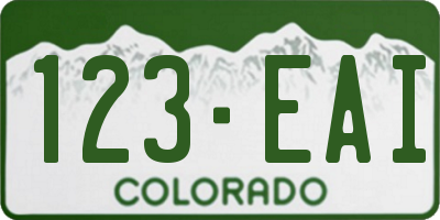CO license plate 123EAI