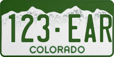 CO license plate 123EAR
