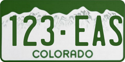 CO license plate 123EAS