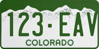 CO license plate 123EAV