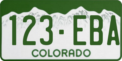CO license plate 123EBA