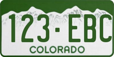 CO license plate 123EBC
