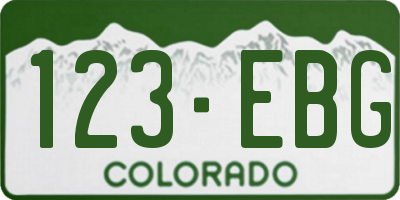 CO license plate 123EBG