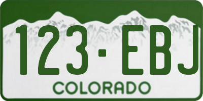 CO license plate 123EBJ