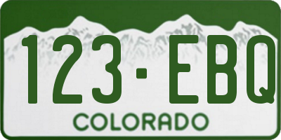 CO license plate 123EBQ