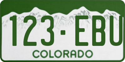 CO license plate 123EBU