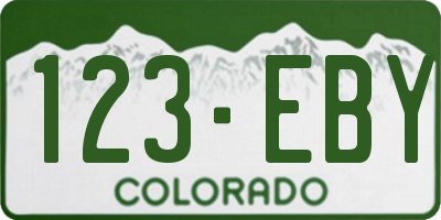 CO license plate 123EBY