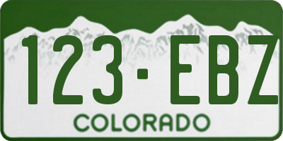 CO license plate 123EBZ