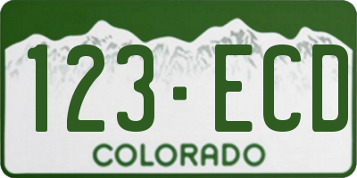 CO license plate 123ECD