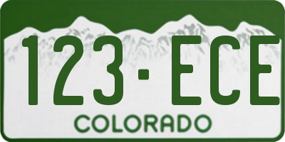 CO license plate 123ECE