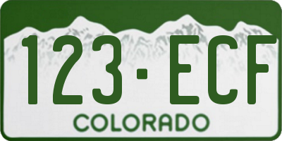 CO license plate 123ECF