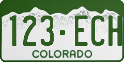 CO license plate 123ECH