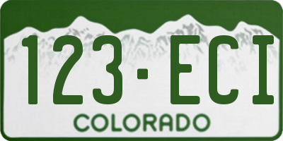 CO license plate 123ECI