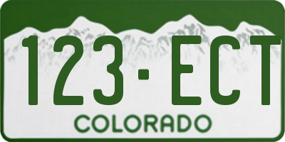 CO license plate 123ECT