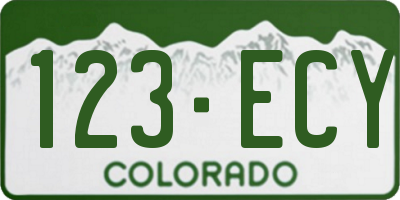 CO license plate 123ECY
