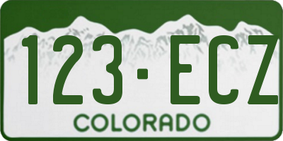 CO license plate 123ECZ