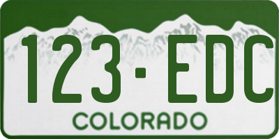 CO license plate 123EDC