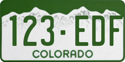 CO license plate 123EDF
