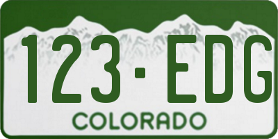 CO license plate 123EDG