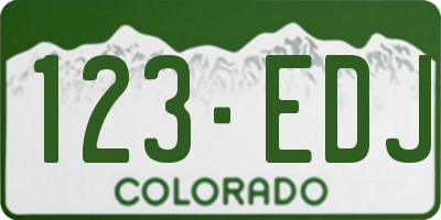 CO license plate 123EDJ