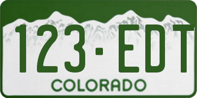 CO license plate 123EDT