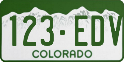 CO license plate 123EDV