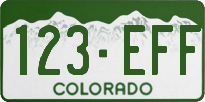 CO license plate 123EFF