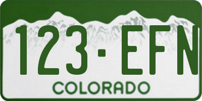 CO license plate 123EFN