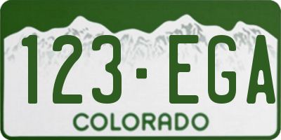 CO license plate 123EGA